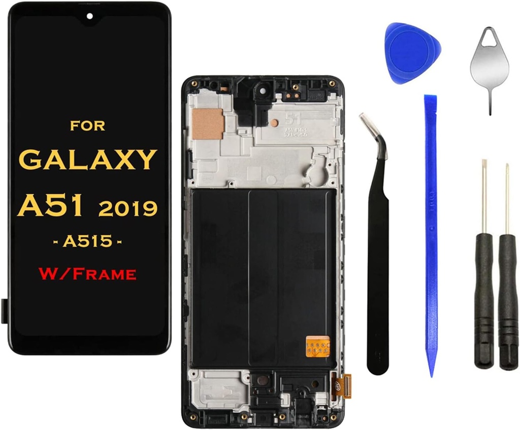 LCD Display Screen with Front Touch Screen Digitizer Pre-Installed Assembly for Samsung Galaxy A51 4G A515 A515U A515F A515F/DS A515F/DSN T SM-A515F/DSM SM-A515F/N (Not for A51 5G)