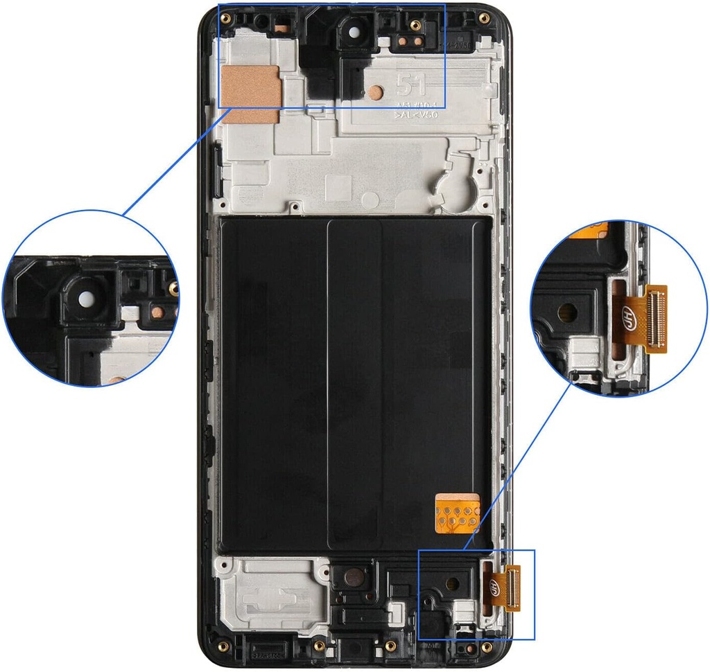LCD Display Screen with Front Touch Screen Digitizer Pre-Installed Assembly for Samsung Galaxy A51 4G A515 A515U A515F A515F/DS A515F/DSN T SM-A515F/DSM SM-A515F/N (Not for A51 5G)