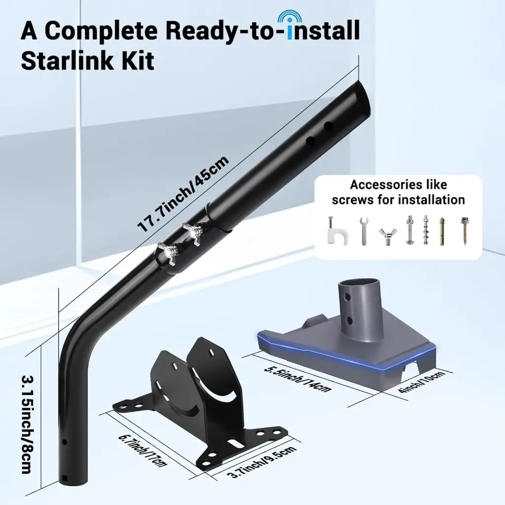 Gen 3 Starlink Mount, Adjustable Starlink Gen 3 Mount, Starlink Mounting Kit Gen 3 Pipe Adapter