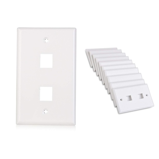 2-Port Keystone Jack Wall Plate in White